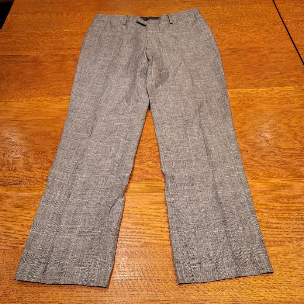 Banana Republic Slim Fit 100% Linen Dress Pants 34x32 Gray NWT